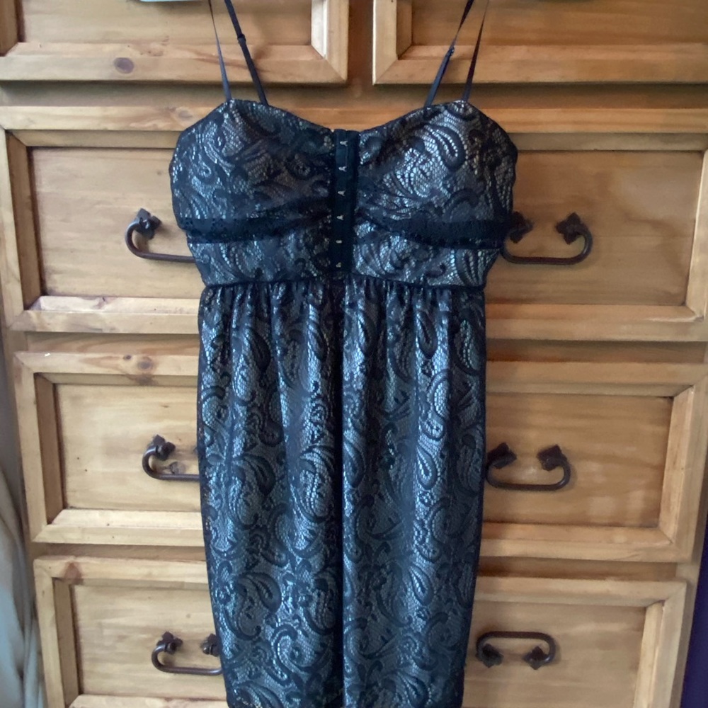 Black lace mini dress